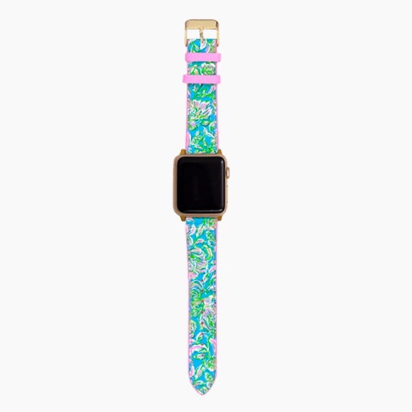 NWT Lilly Pulitzer Leather Apple Watch Band in Chick Magnet - Picture 2 of 6